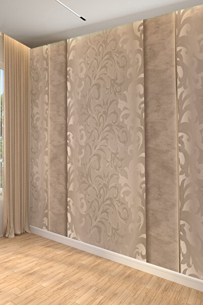 dreamwall Bej Klasik Kıvrımlı Dallar Desenli Tekstil Duvar Kağıdı