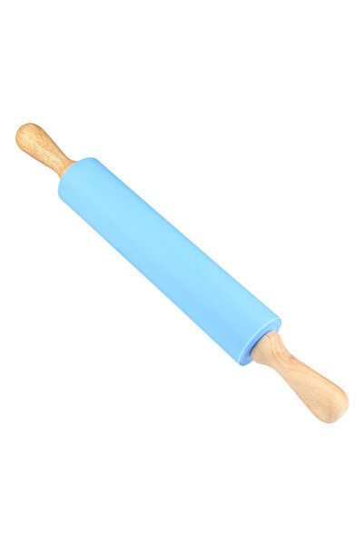 Choice9 23.5x4.5cm blue Non-Stick Silicone Rolling Pin Wooden Handle Pastry D...