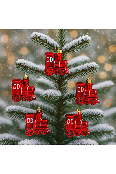Derin Düşler Christmas Pine Tree Ornament Red Train 5-Pack