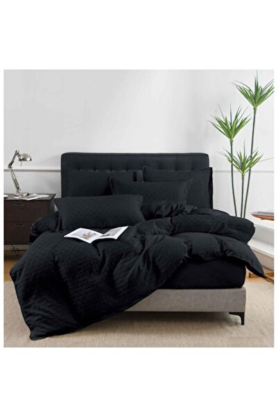 OEM Bedding Set, Cotton, Knitted pattern, for double bed, 4 pieces, black