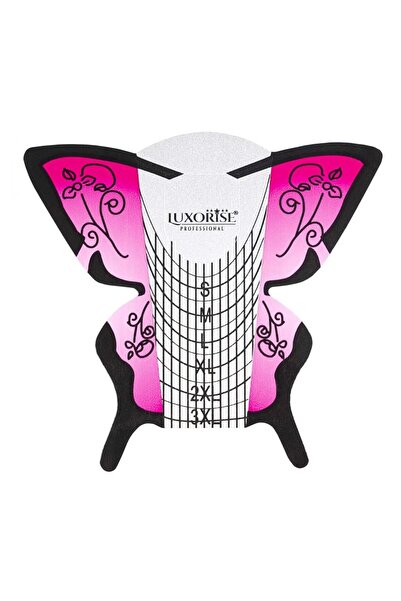 LUXORISE Pink Butterfly Nail Art Template, 50 pcs