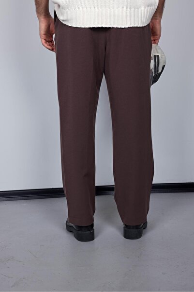 ablukaonline Men's Baggy Fit Fabric Trousers Brown