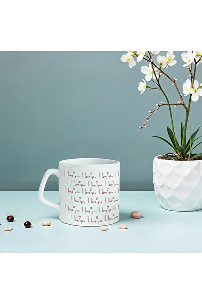 Hediyesepeti كوب مطبوع عليه عبارة "أحبك