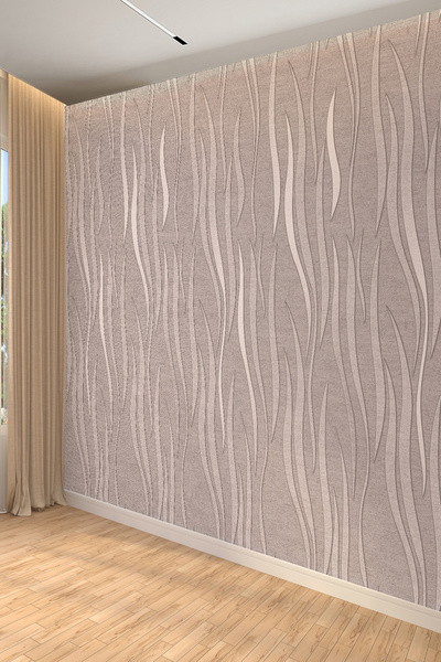 dreamwall Minimal Modern Çizgiler Taupe Dalga Desenli Tekstil Duvar Kağıdı
