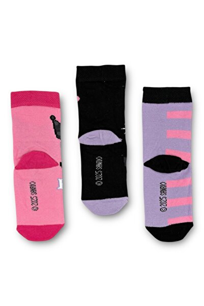 SANRIO Kuromi Licensed Girls' 3 Pairs of Socks 23065