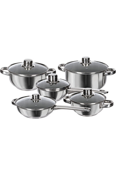 Gusto Casa - Battery of Stainless Steel Pots with Glass Lids Prestigious Line...