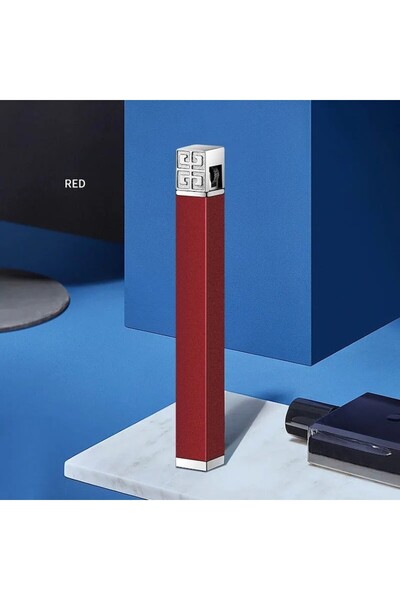 dalimag Bricheta Model Modern cu Capac Greceasca, Slim de Metal, Antivant, Reincarcabil, Rosu, 80 mm