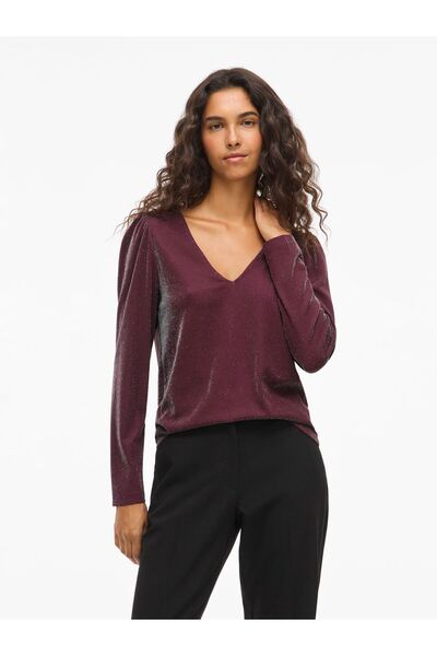 VILA Oberteil mit langen Ärmeln VIELEINAS V-Ausschnitt