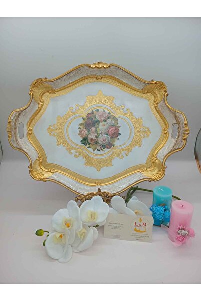 L&M FLORENCE ART صينية خشبية بيضاء جيني إيطالية من إل آند إم