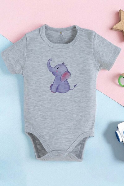 bebek perisi 100% Cotton Organic Cute Elephant Design Baby Bodysuit
