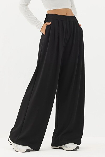 Hiccup Modal Touch Pile Detailed Wide Leg Trousers