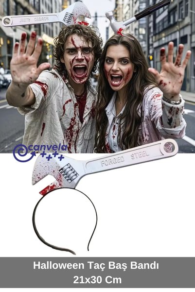 CANVELA Halloween Kostüm Aksesuarları Gerçekçi Kan Sıçraması Baş Bandı Şaka O...