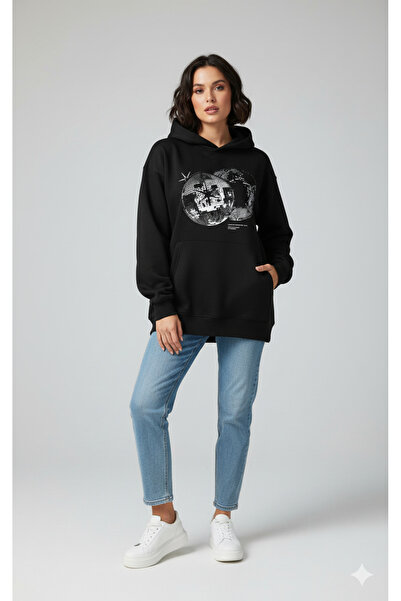 dwnwear Hooded Sweatshirt, Disco Ball Printed, Modern Design, Comfortable Stylish, Suitable for Street Fashion