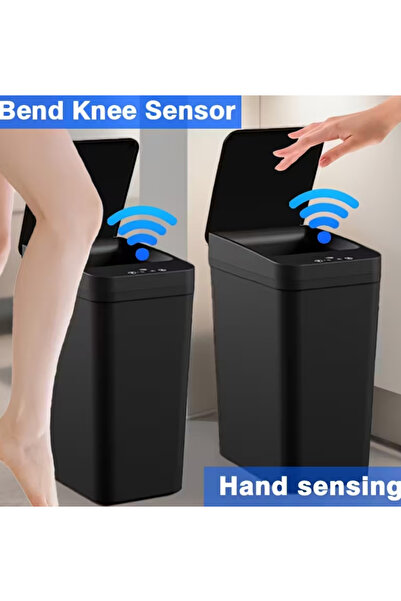LRS STORE Otomatik Sensörlü Çöp Kovası 12 Lt Siyah Renk Şık Banyo Tuvalet Ara...
