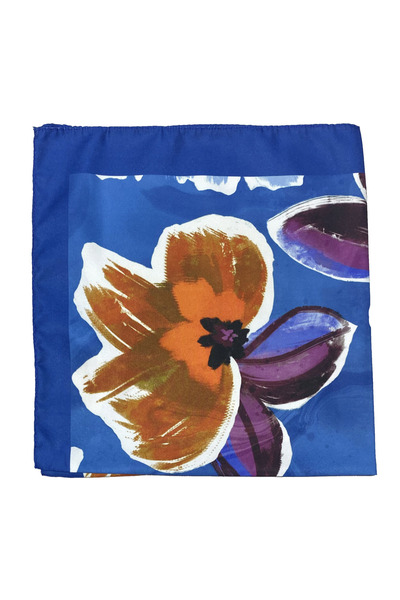 Sultan İpek Çiçek Desenli Fular / Bandana 52x52