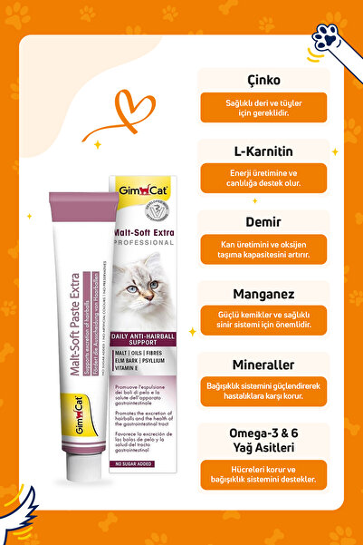 Gimcat Malt Soft Extra 100 Gr + OneVet Multivitamin Paste 100 Gr + Biotin 50 Ml + Omega 3 250 Ml