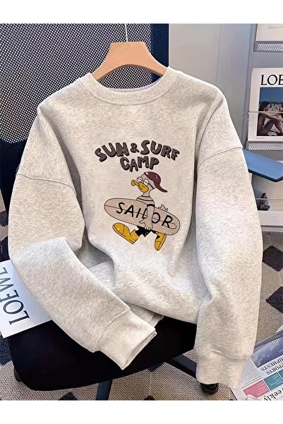 Lider Leather Суитшърт с принт и обло деколте – унисекс – 2-слоен полиестер с...