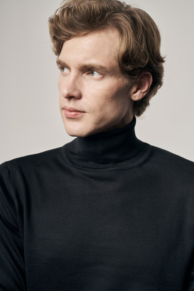 İmza Μαύρο πουλόβερ με ζιβάγκο χωρίς τσέπες Comfort Fit Classic Cotton Knitwear 1012255004