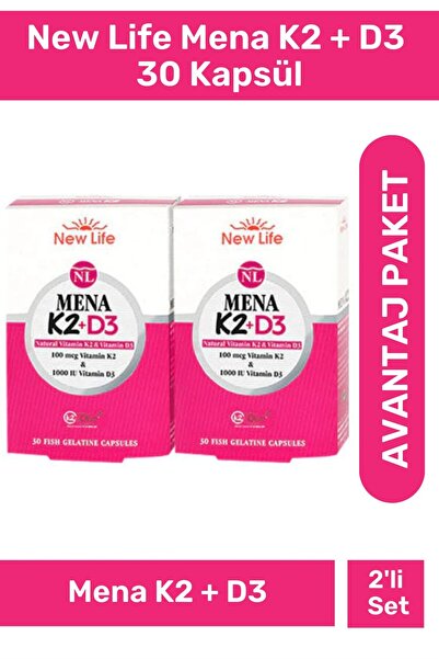 New Life Mena K2+D3 30 Kapsül 2 Adet