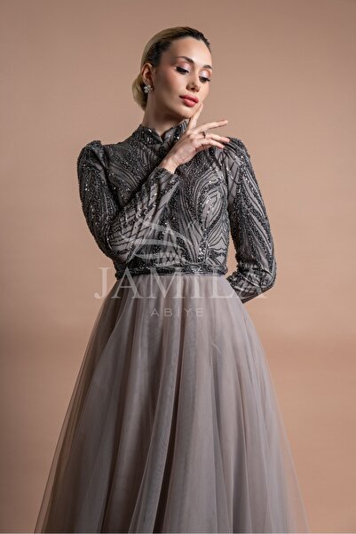 Lovely Dress Payetli Tül Uzun Prenses Abiye Elbise