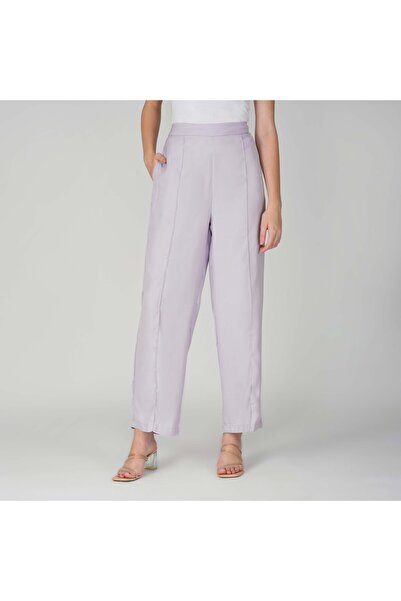 LINELLE Soft Crepe Ladies Trousers – Elastic Waistband, Relaxed Fit with Side...