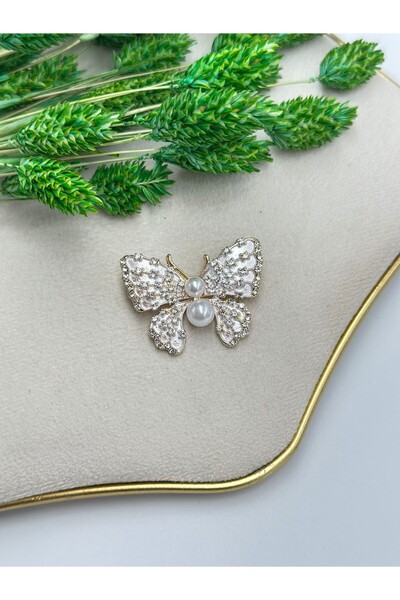 MyladyAccessoriess İnci Detay Kelebek Broş