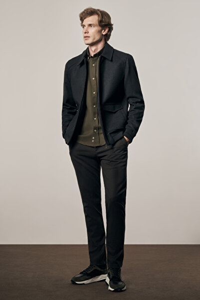 İmza Anthracite Shirt Collar Casual Slim Fit Flexible Coat 1007255122