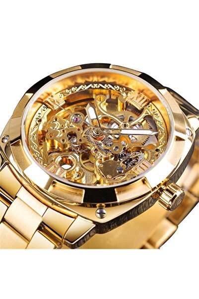 Forsining Ceas de mână bărbătesc mecanic automat Lux elegant clasic retro la modă auriu