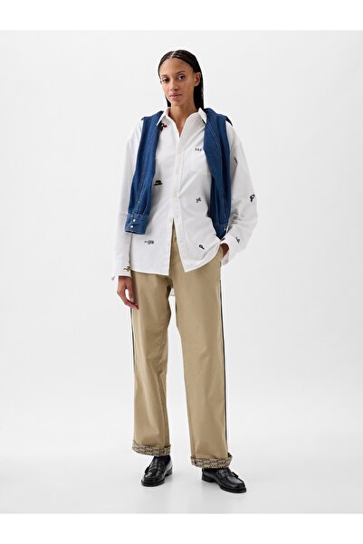 GAP Erkek Beyaz DAP × İşlemeli Oxford Gömlek