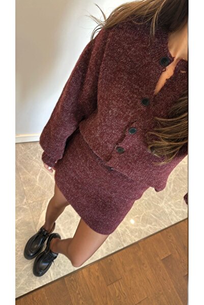 FMN Moda Tricot Knit Mini Skirt Buttoned Loose Fit Balloon Sleeve Design Pinterest Brand Equivalent Cardigan Blouse Set