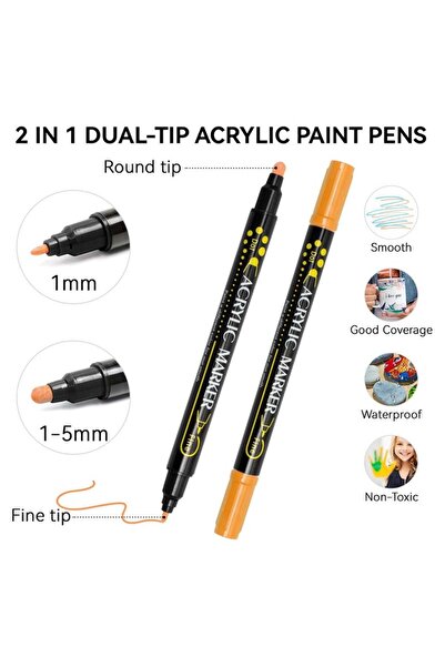 Generic 24 Pcs Paint Markers Paint Pens, Dual Tip Acrylic Paint Pens, Ideal for Wood, Rock Painting, Canvas
