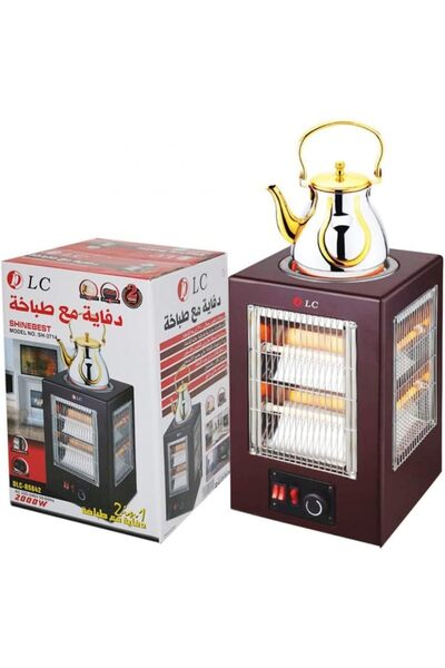 DLC مدفأة بأربعة جوانب، 8 مصابيح، كل جانب مصباحان، مع سخان وسلك دائري للشاي أ...
