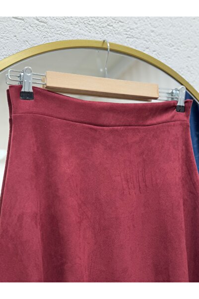 MİHRA STORE Φούστα Gönül Suede-BN4272 Βουργουνδίας