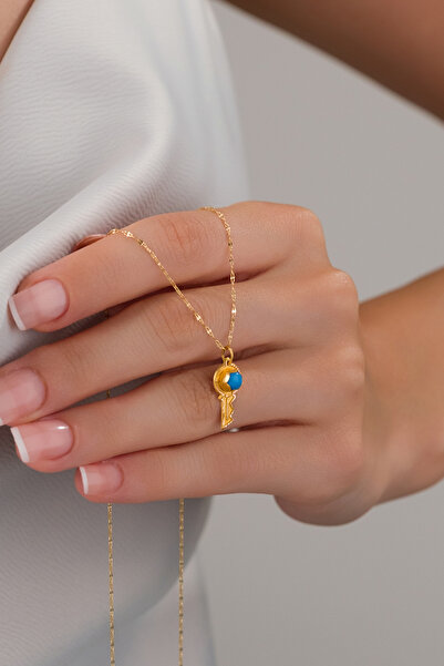 ZEYNEPLİ GOLD 14 AYAR ALTIN PARILTI AYNALI ANAHTAR KOLYE