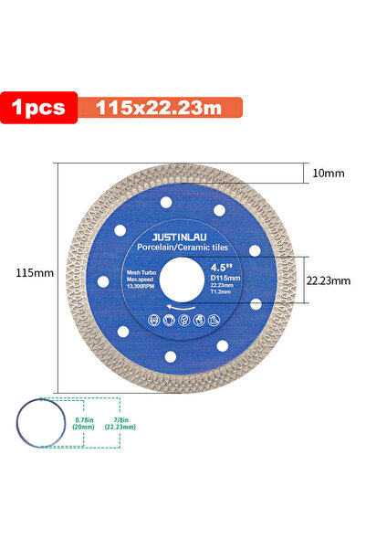 Choice قرص قطع الماس JUSTINLAU مقاس 115 مم للبلاط والسيراميك والرخام والقطع ا...