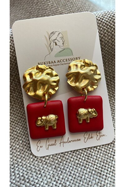 Bukibaa Mat Döküm Aparat Filli Kırmızı Polimer Kil Küpe