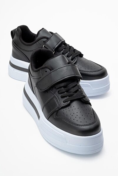CCWAY AYAKKABI Pantofi sport pentru femei cu velcro NEGRU ALB