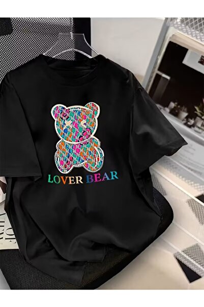 WOODROFFE Tricou cu decolteu rotund pentru femei, cu model de urs, colorat, o...