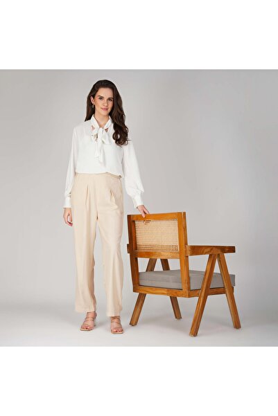 LINELLE Soft Crepe Ladies Trousers – Elastic Waistband, Relaxed Fit with Side...