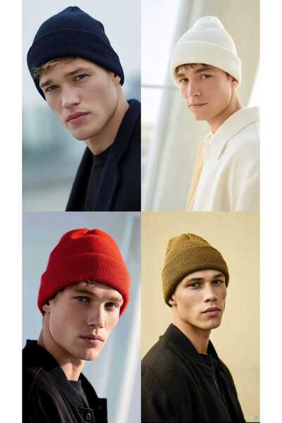 LAGRANZE Beretă pentru bărbați, simplă, premium, din 4 piese