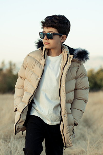 FREE ARSLAN COLLECTİON Palton negru pentru copii, gonflabil, detașabil, cu cu...