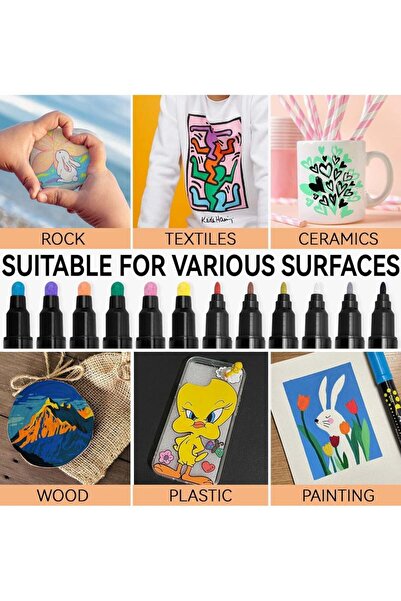 Generic 24 Pcs Paint Markers Paint Pens, Dual Tip Acrylic Paint Pens, Ideal for Wood, Rock Painting, Canvas