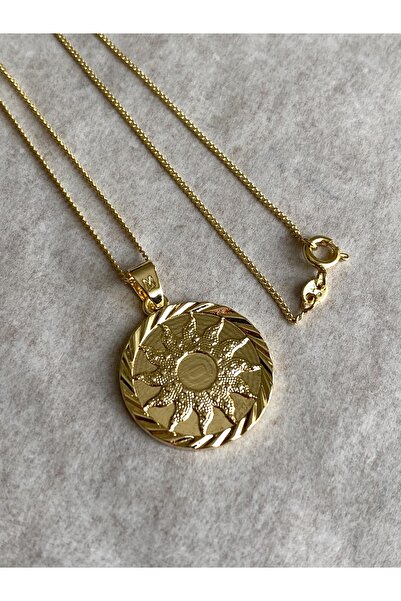 Quiness Jewelry 14 Ayar Altın Kaplama Güneş Kolye: Göksel Mücevher, Hipoalerjenik