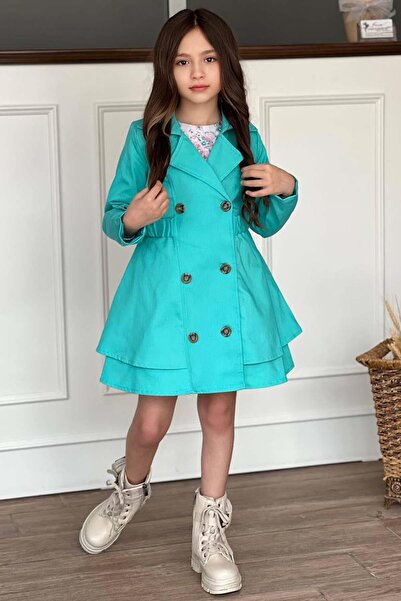 Riccotarz Φόρεμα με πλισέ τιρκουάζ κοριτσίστικο φόρεμα με λουλούδια