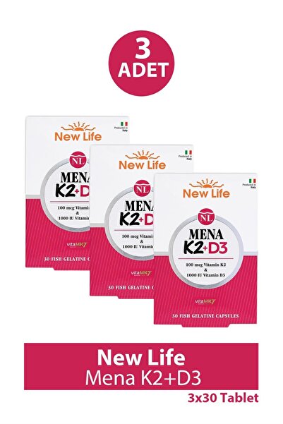 New Life Mena K2+D3 30 Capsules 3 Pieces