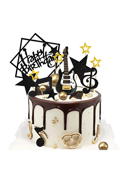 Choice 22pcs 22PCS Guitar Cake Toppers Music Note Birthday Cake Toppers 1:12 Guitar Model Decor Party For M