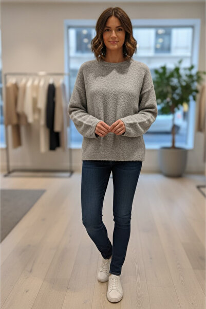 My Blog Grauer Pullover mit Rundhalsausschnitt – 04621