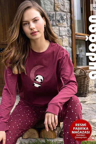 Aydoğan Women's Long Sleeve Pajama Set – 95% Cotton 5% Elastane, Comfortable and Stretchy