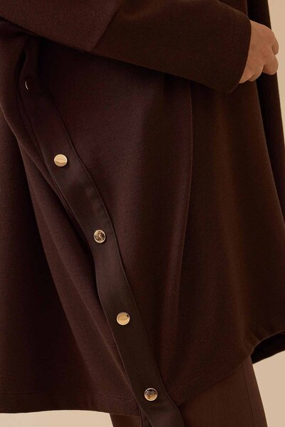 SEÇİL Women's Side Button Detailed Long Tunic - Brown