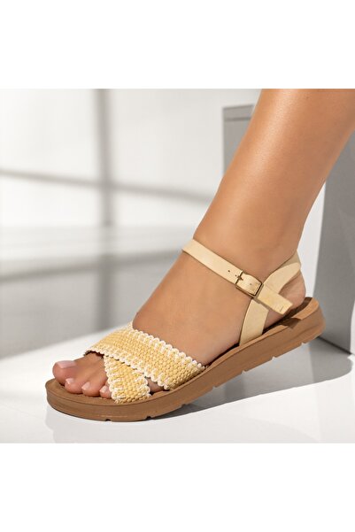 Modlet.ro Women's beige low-sole sandals MOD13894